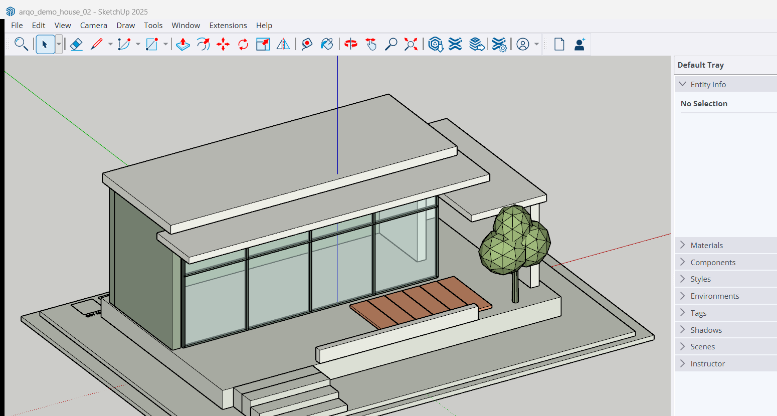 ARQO Demo House model open in SketchUp 2025
